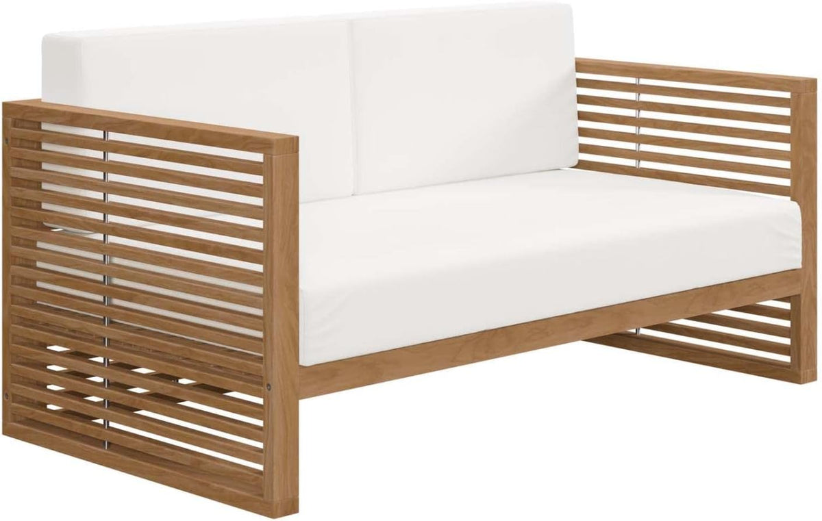 Carlsbad 6-Piece Teak Wood Outdoor Patio Set in Natural/White