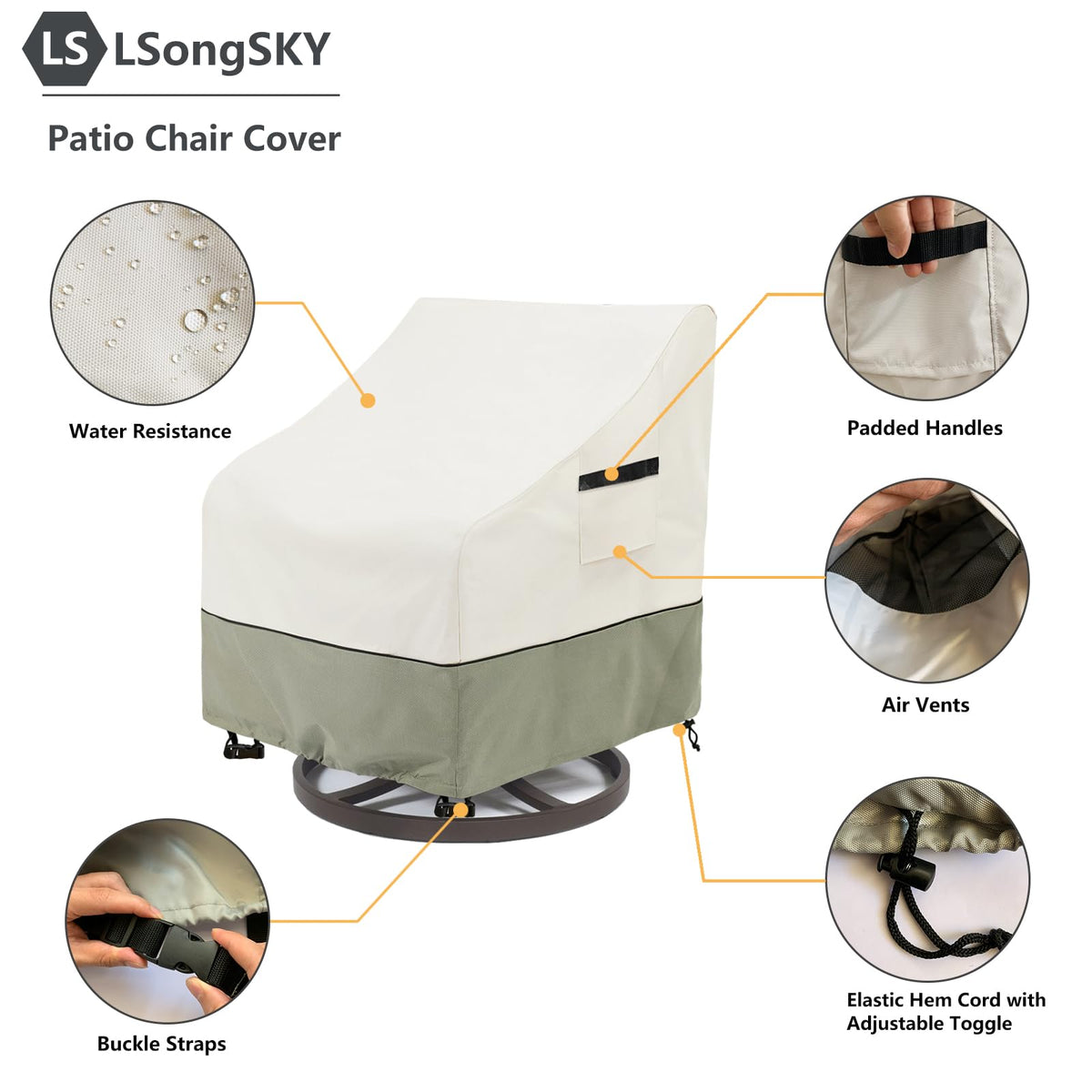 Outdoor Swivel Lounge Chair Cover 2 Pack, Waterproof Heavy Duty Outdoor Chair Covers, Patio Rocking Chair Covers for