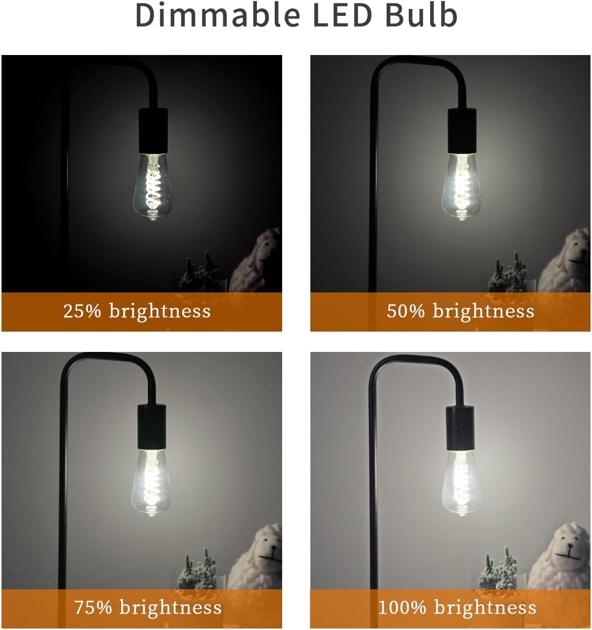 6 PCS ST58 Dimmable Spiral Vintage E26 LED Bulb 60 Watt LED Edison Bulbs