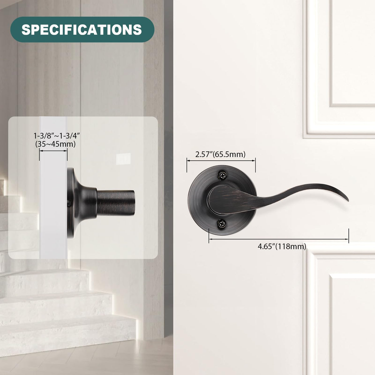 5 Pack Half Dummy Door Handles Oil Rubbed Bronze Dummy Lever Door Handle for Closets Right-Handed Dummy Door Levers