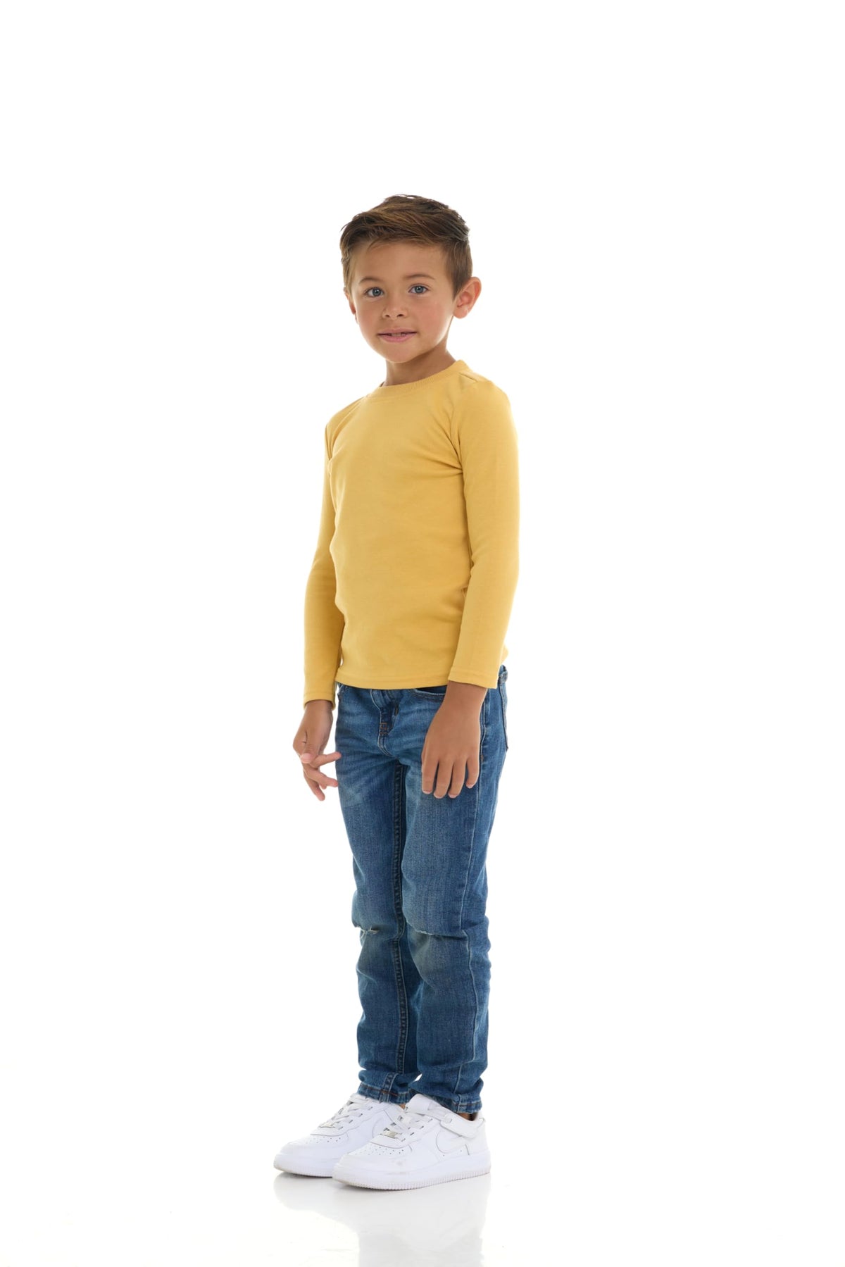 Pack Toddler Boys' Solid Long Sleeve Tees- Five Timeless Cotton Blend Crewnecks in Rich, Modern Colors