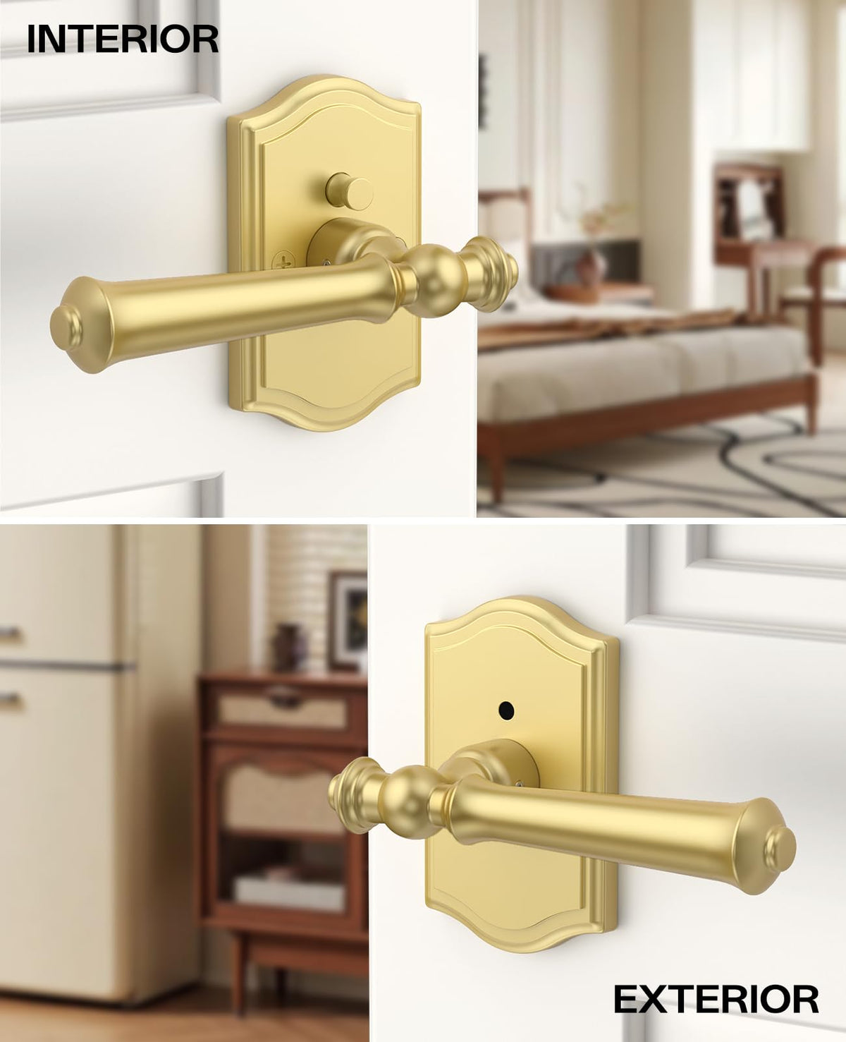 1 Pack Brushed Gold Privacy Interior Door Handles