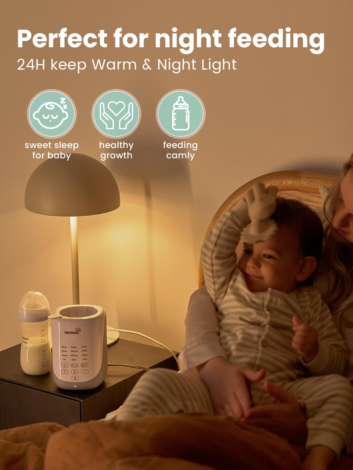 Auto-Lift Nutri Bottle Warmer for Breastmilk & Formula, Gray