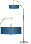 Inspired Arco Style 71 1/2" Tall Blue Faux Silk Brushed Nickel Arc Floor Lamp