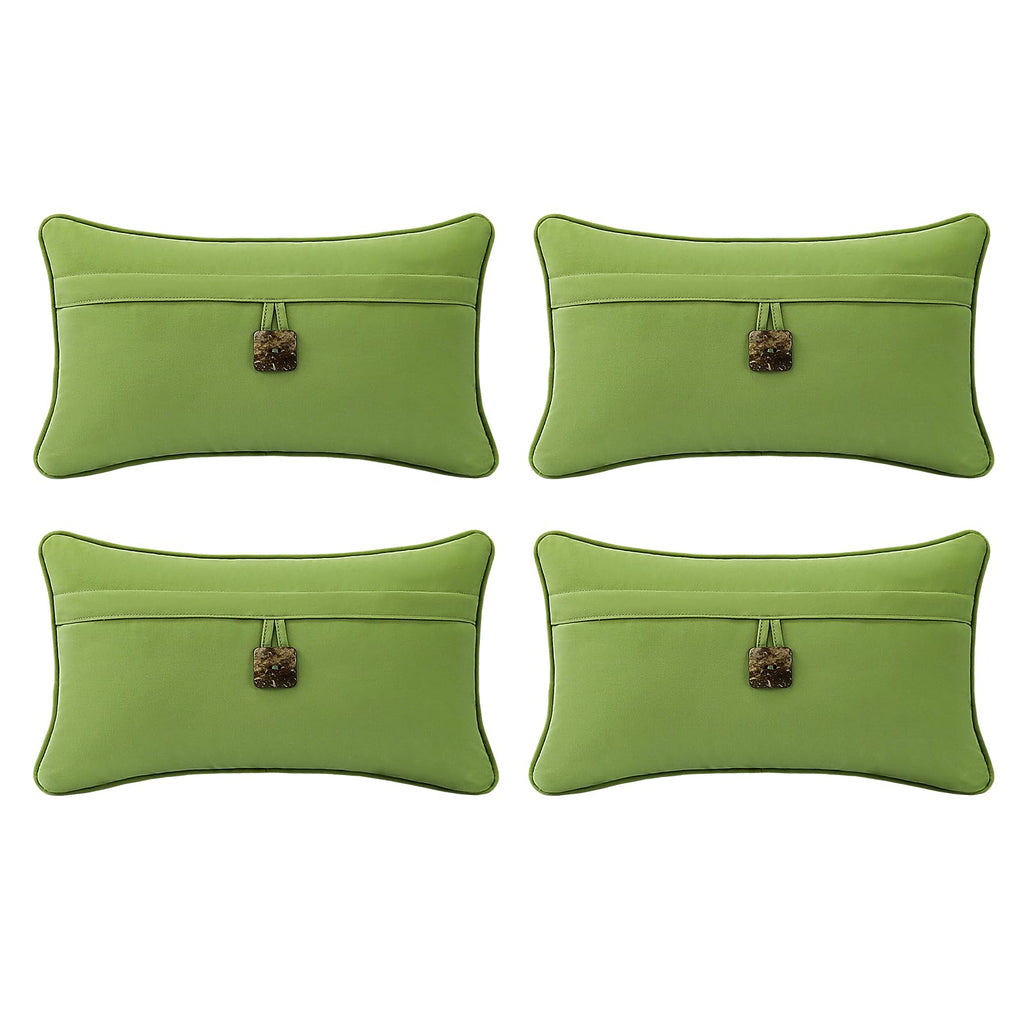 Outdoor Sunbrella Decorative Pillows with Coconut Button Pack of 4, 20" x 12" Outdoor Pillow Set for Couch Bed Throw