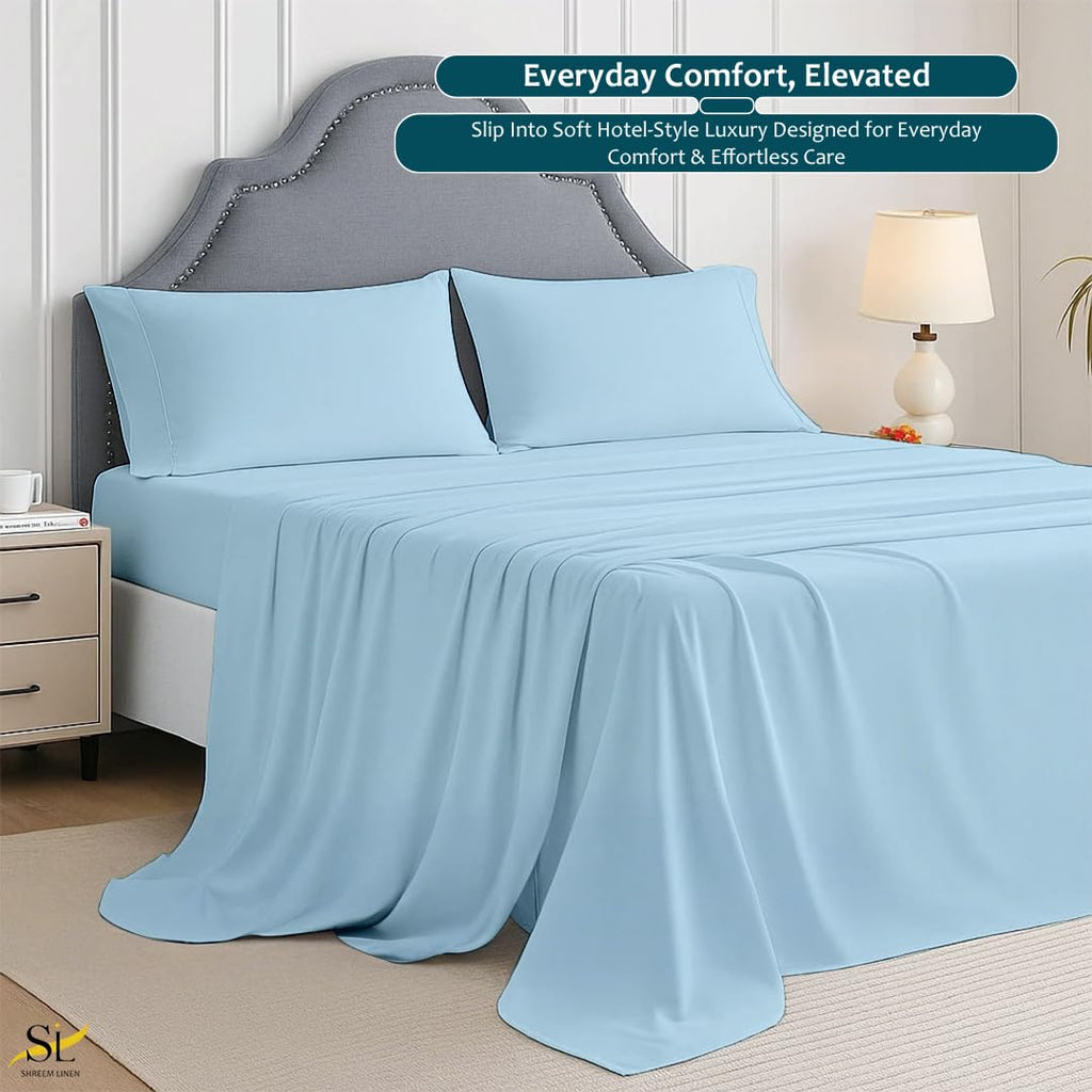 Sheet Set - 4 Piece Ultra Soft Brushed Microfiber Bed Sheets - 15" Deep Pockets, Wrinkle-Free & Breathable for