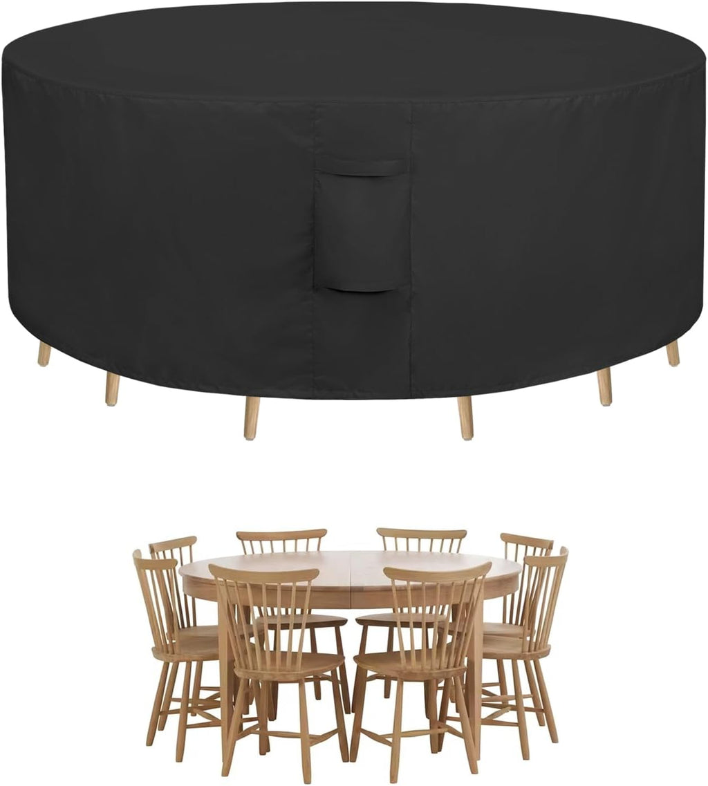 Round Patio Furniture Cover Waterproof Outdoor Dining Table and Chair Cover Anti-UV Outside Sectional Sofa Set Covers