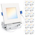 4 Inch Square LED Recessed Lighting 12 Pack, 5CCT, 9W, Dimmable
