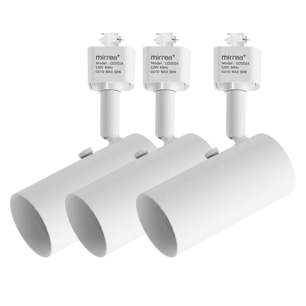 H Type Track Lighting Head to GU10 Base Adapter Light Direction Adjustable Pack of 3 (White)