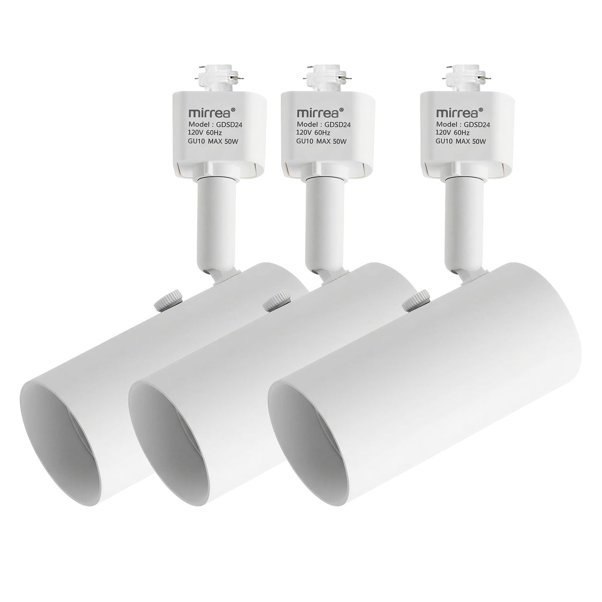 H Type Track Lighting Head to GU10 Base Adapter Light Direction Adjustable Pack of 3 (White)