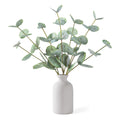 Artificial Eucalyptus Stems in Ceramic Vase, 14'' Fake Plants Greenery Stems Decor Eucalyptus Plant Farmhouse Room