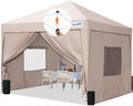 Privacy 10x10 Pop up Canopy Tent with Sidewalls and Roll-up Ventilated Windows, One Person Easy Setup