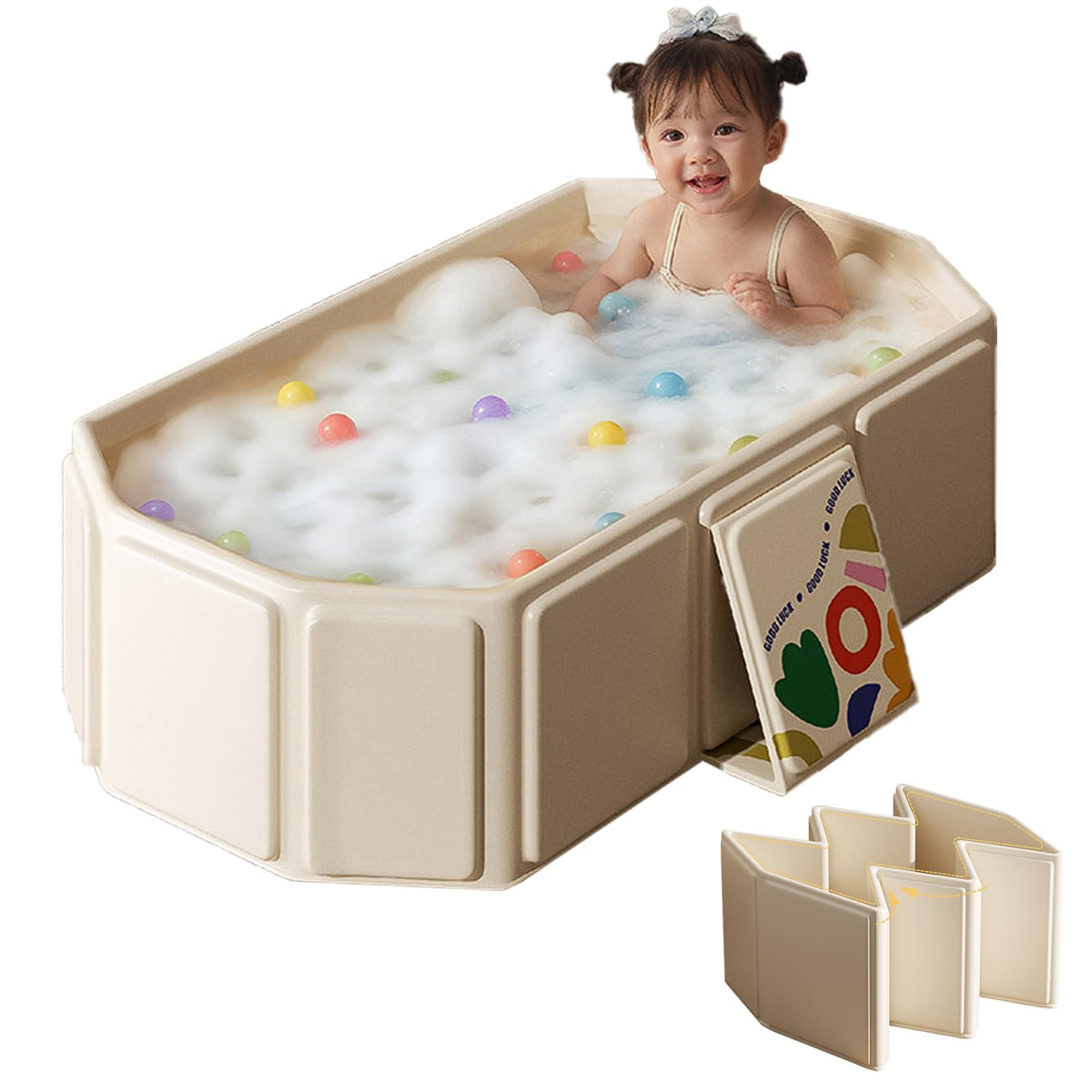 Toddler Bath Tub for Shower, Portable Baby Bathtub, Foldable Kids Bathtub - Portable, Travel & Shower Ready, Easy to