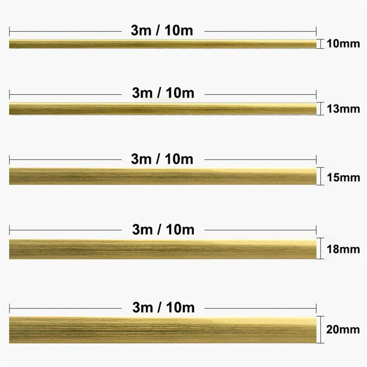 Peel and Stick Molding Trim, Flexible Wall Ceiling Floor Cabinet Tile Edge Moulding(Gold,3mx18mm)