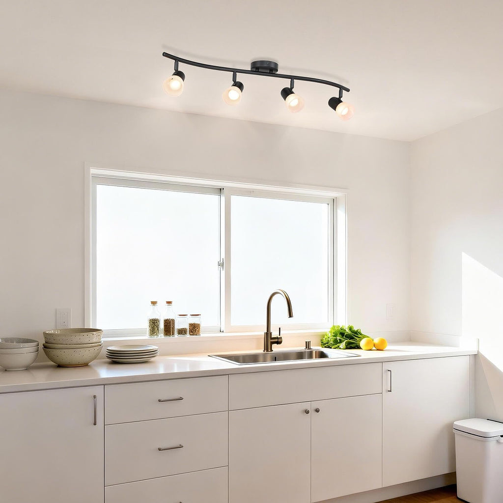 Black Track Lighting Kit with Glass, 4 Light