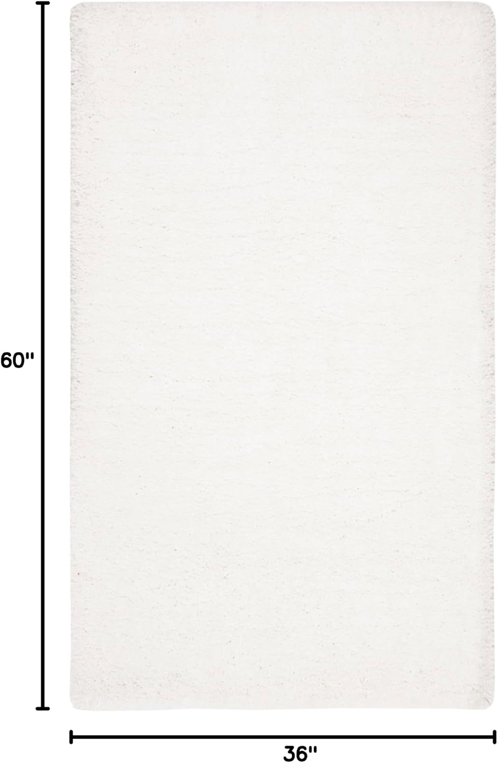 Ultimate Shag Collection Accent Rug, Ivory, Handmade Solid, 1.6-inch Thick Ideal for High Traffic Areas