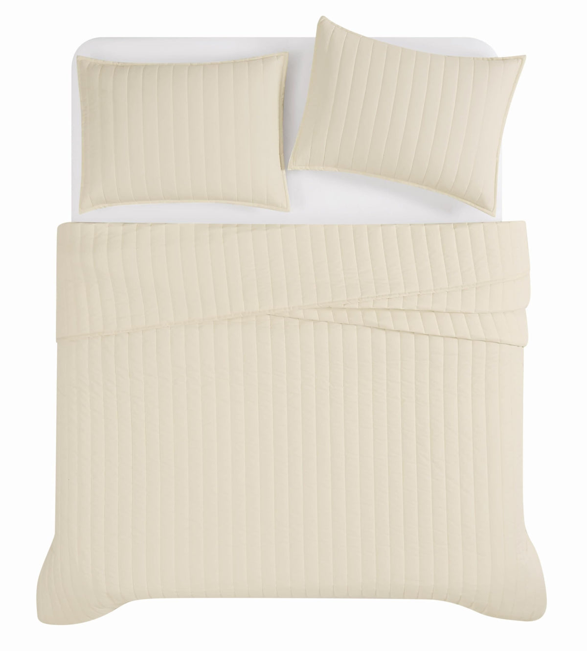 Solid Cotton Percale Chalk 3 Piece Quilt Set