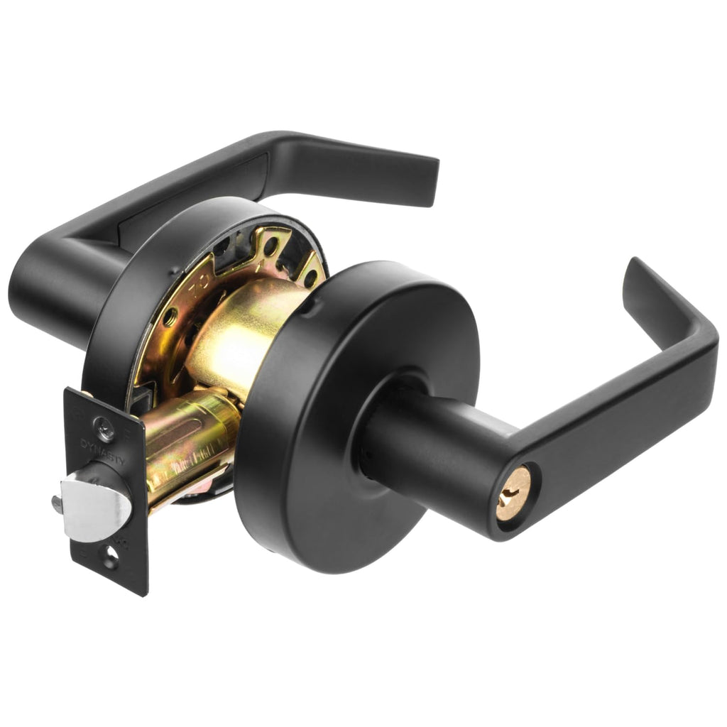 Augusta Storeroom Lever Lockset, ADA, Grade 2, Flat Black