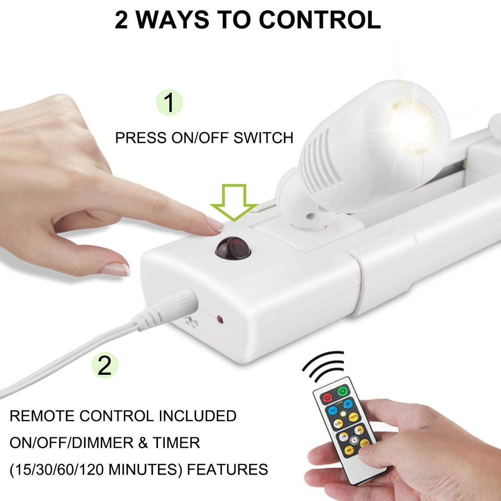 LED Track Light, Dimmable Accent Lighting with Rotatable Heads, Plug in Spotlight with Remote for Lighting up Kitchen