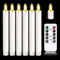 Upgraded Real Wax LED Flameless Taper Candles with Remote, 8 Inch White Candlesticks Battery Operated 3D Flickering