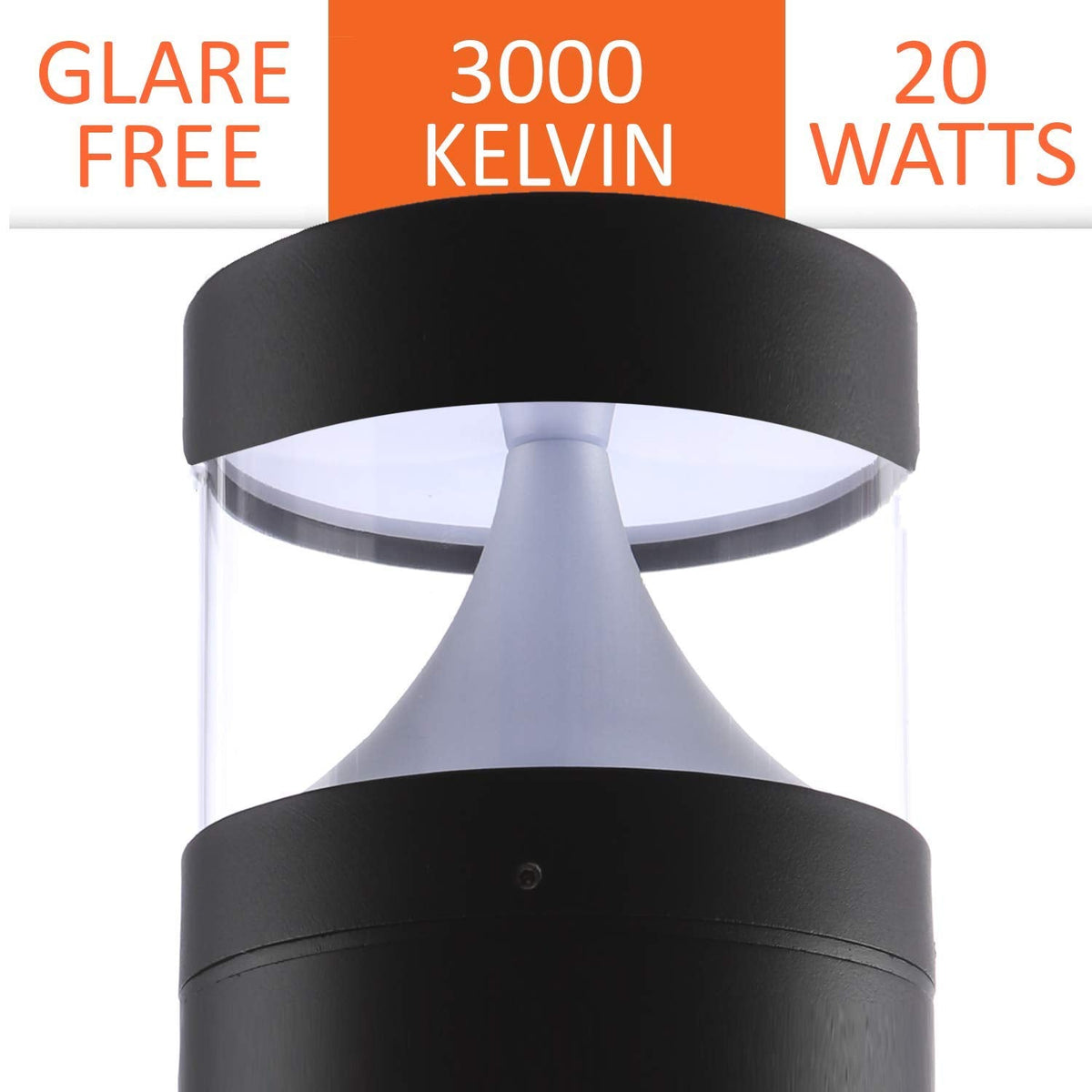Bollard Light 38", 120-277V, 20W, 3000 Kelvin, Flat