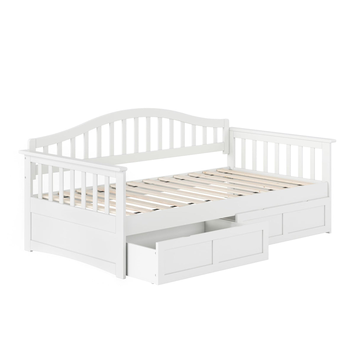 Mission Wood Daybed with Storage Drawers, White