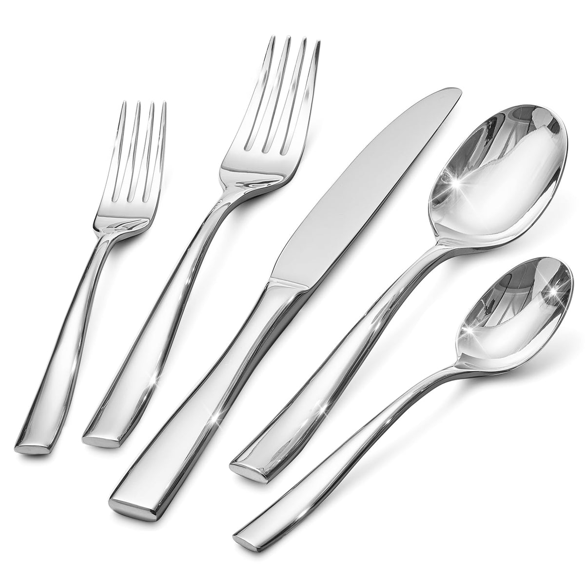 Flatware Set for 6, 30-Piece Stainless Steel Utensil Set with Forks, Knives, Spoons, Dishwasher Safe Silverware Set