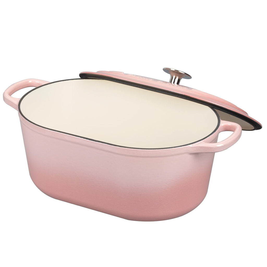 Enameled Cast Iron Oval Dutch Oven, 6QT, Pink