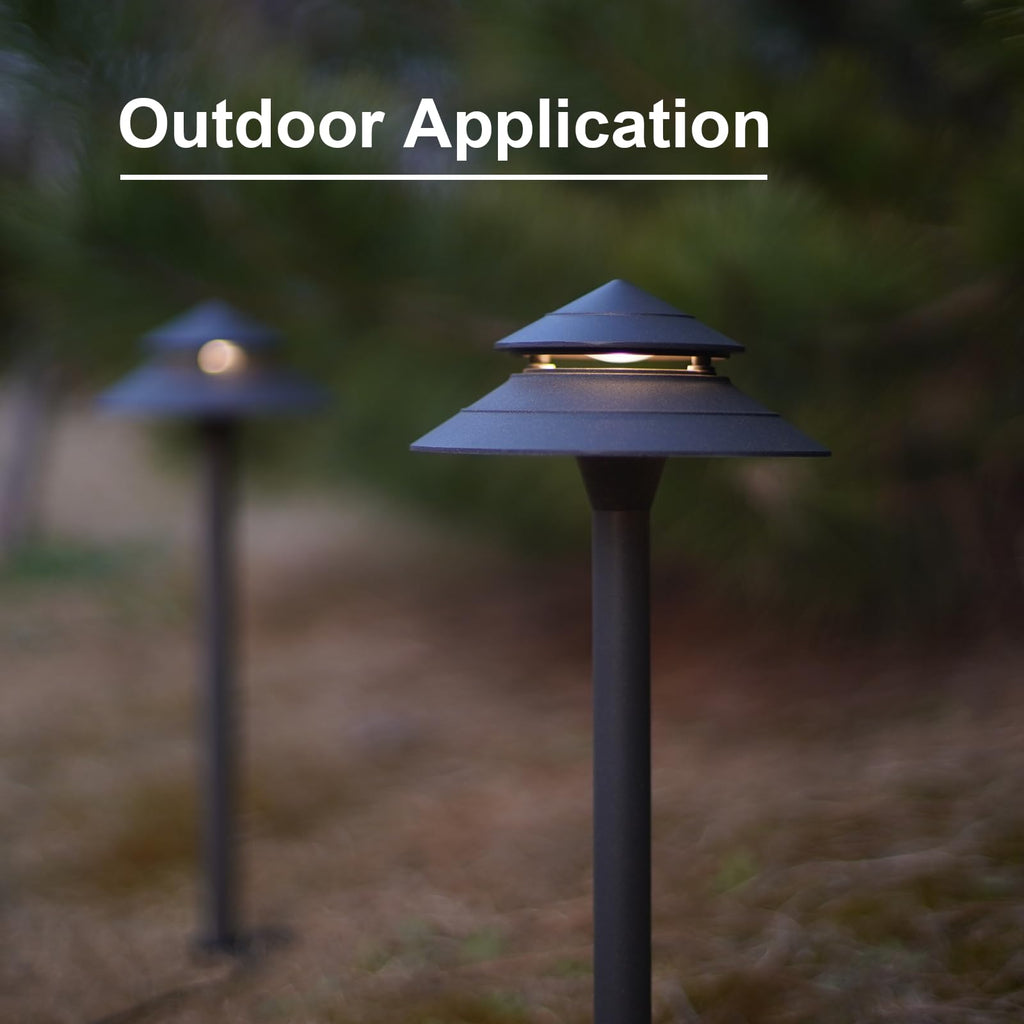 Pathway Lights Kits 3W LED 8PK Outdoor Low Voltage Landscape Lighting 180 Lumen Hardwired 2 Tier Pagoda Path Light