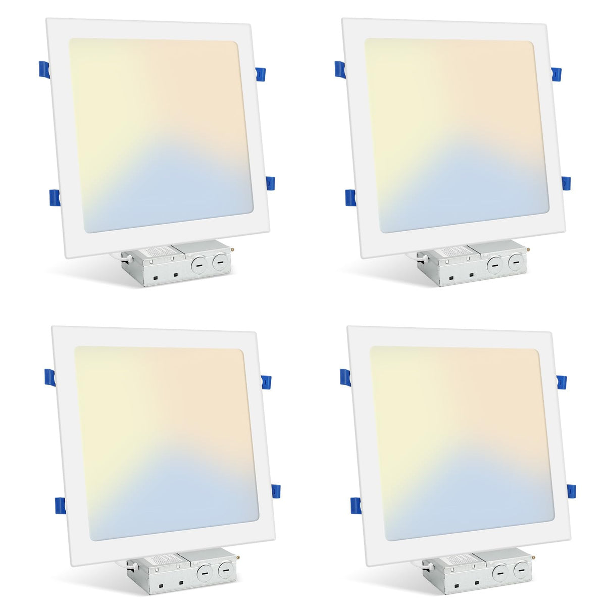 4 Pack 12 Inch Square LED Recessed Lighting, 24W, 5CCT, Ultra-Thin