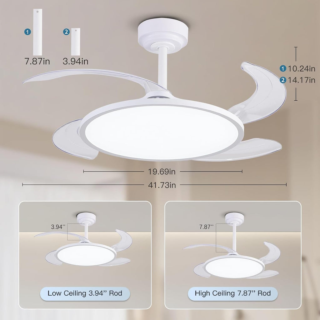 42" Chandelier Retractable Ceiling Fan with Light & Remote