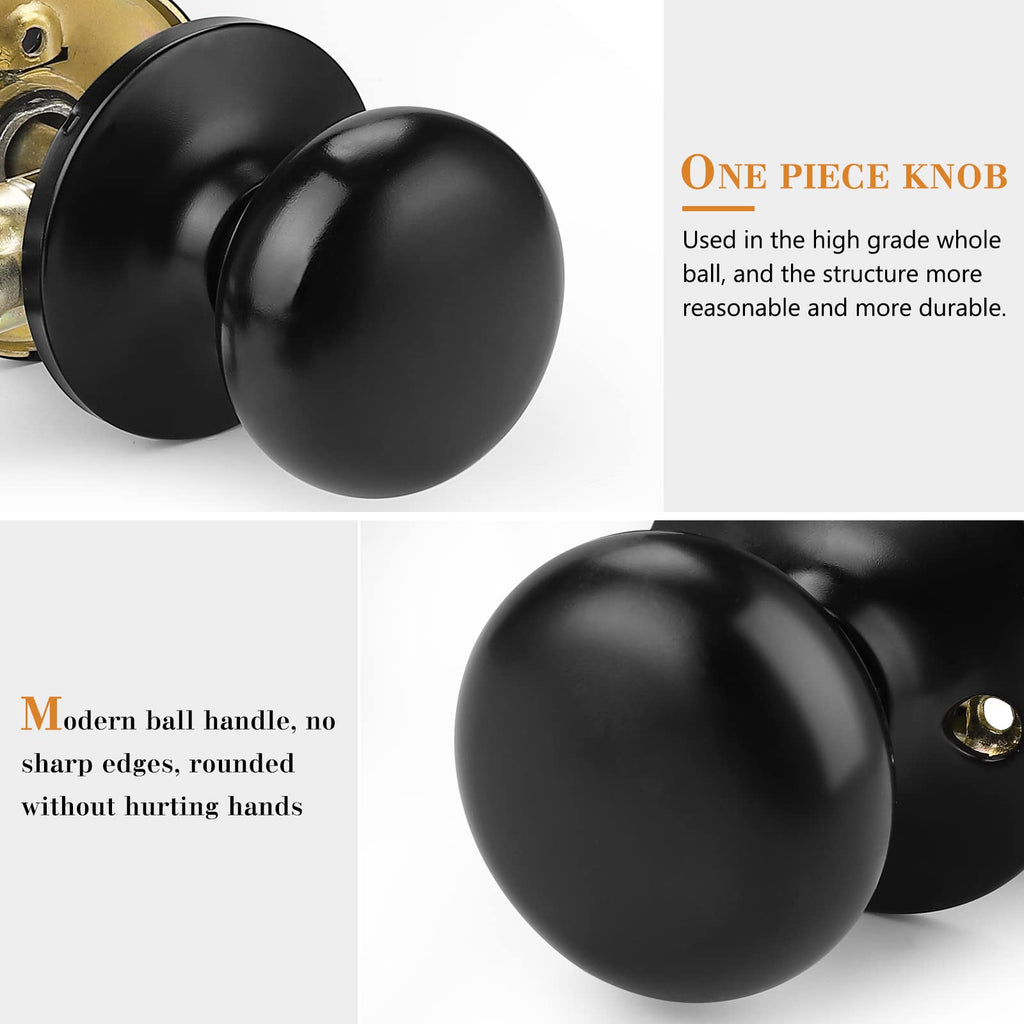 Door Knobs Interior, Passage Door Handles 10 Pack Matte Black Finish, Indoor Universible Levers for Closet Hallway
