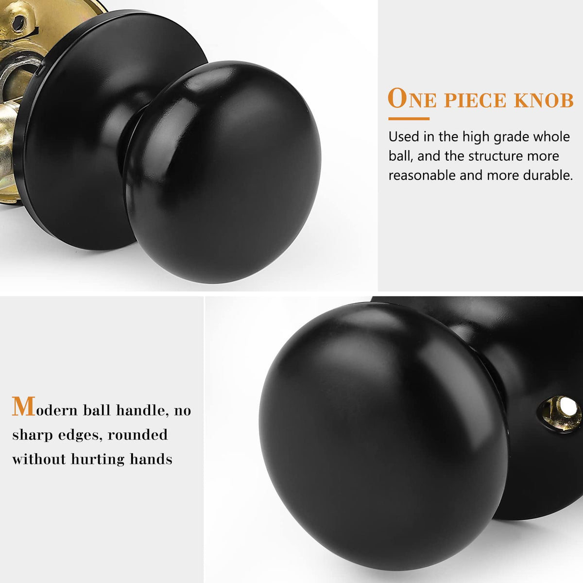 Door Knobs Interior, Passage Door Handles 10 Pack Matte Black Finish, Indoor Universible Levers for Closet Hallway