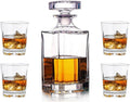 Whiskey Decanter Glasses Set Lead-Free Crystal Glass Scotch Tasting Cups Wine Bottle for Drinking Irish Whisky - Set of 5