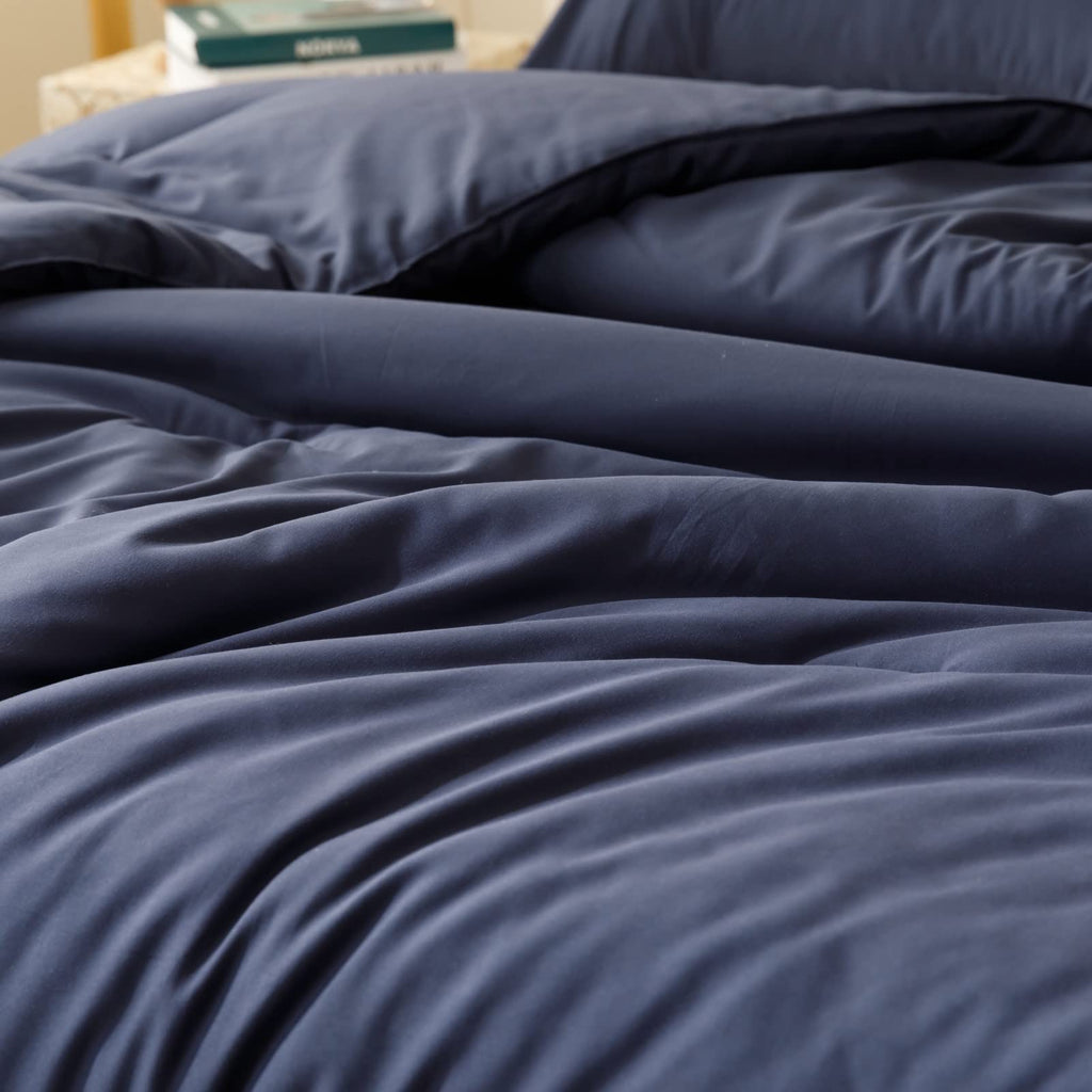 Comforter Set, Navy Blue, 3 Pieces Soft Bedding Quilt