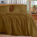 4 Pc Cotton Sheet Set Chocolate Solid 10-18" Deep Pocket