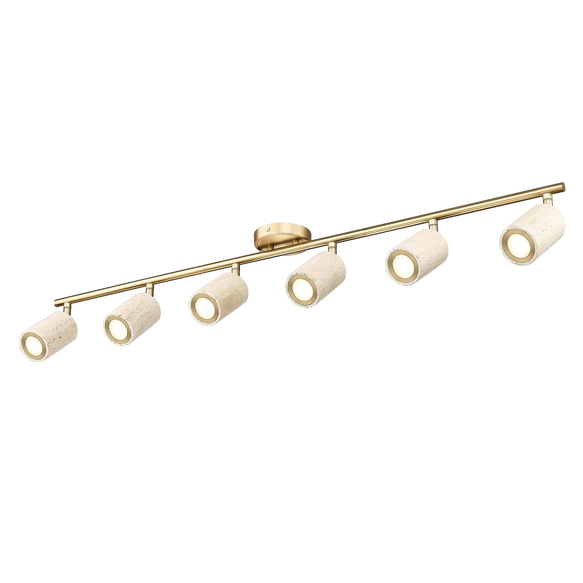 Natural Stone Track Lighting Kit, 3000K LED Track Lights Ceiling Mount, 44.5" Track Lighting Fixtures, Brushed Gold