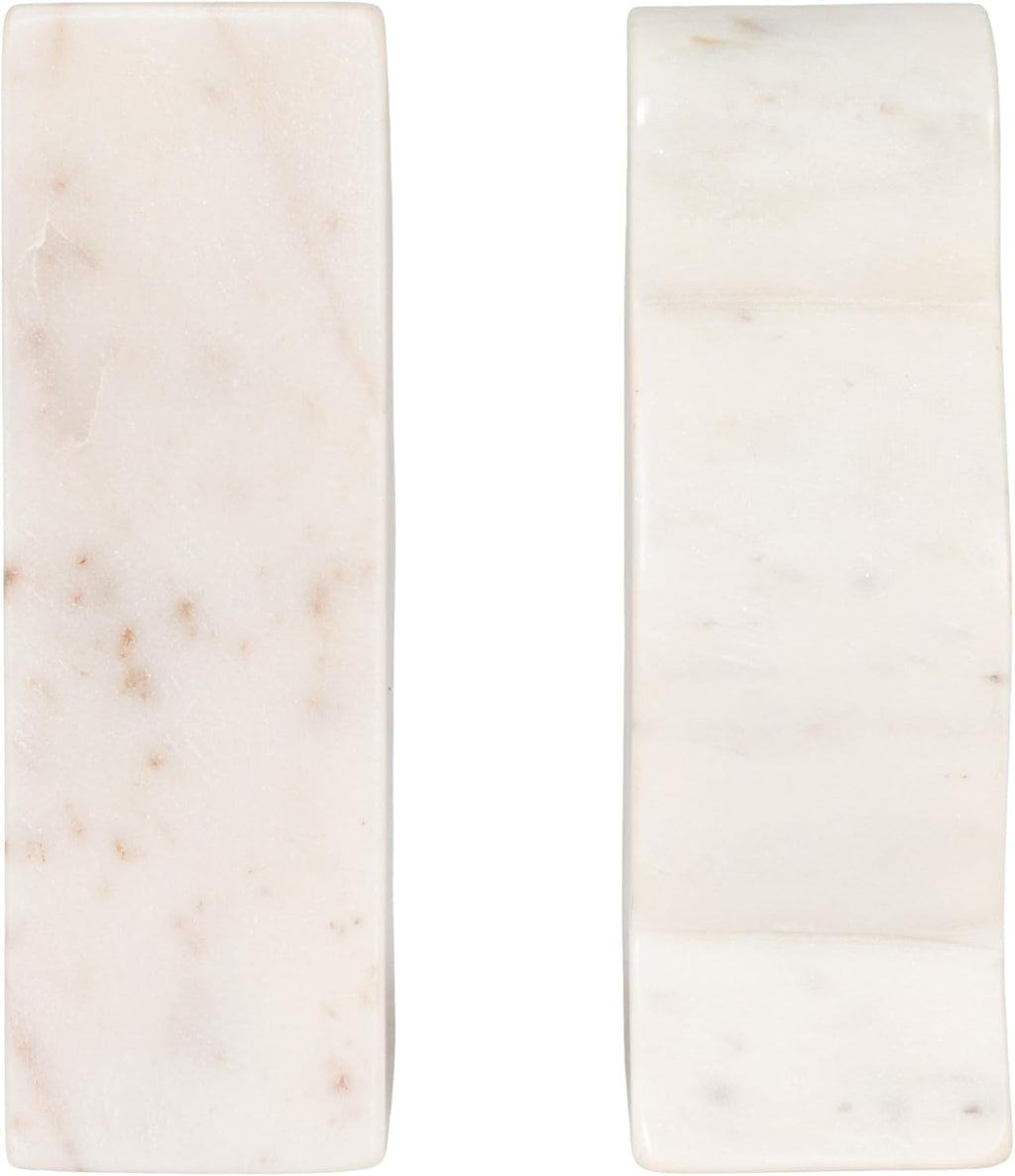 Decorative Marble Wave Bookends, Mottled White