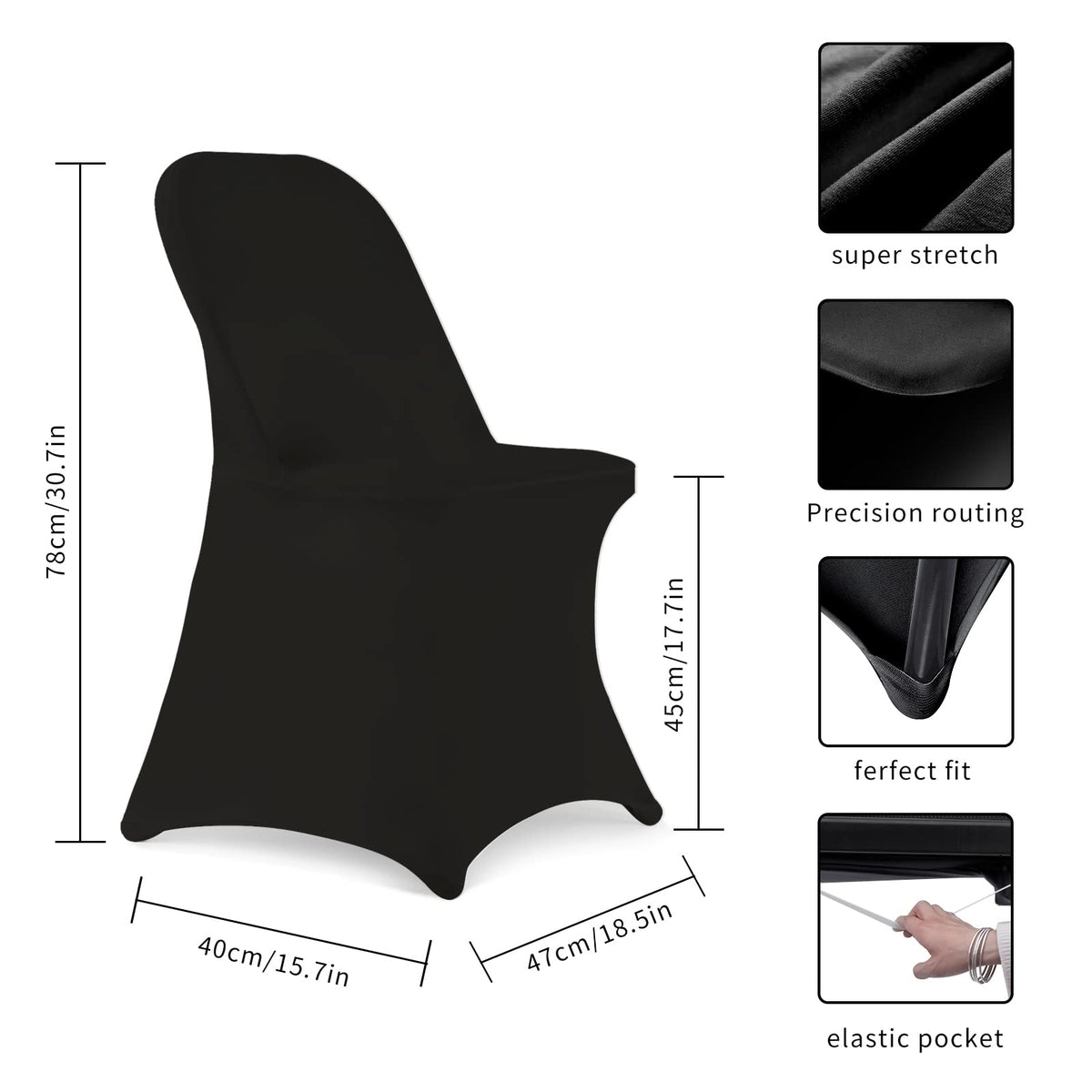 Folding Chair Covers for Wedding, 10pcs Stretch Spandex Washable Fabric Chair Cover, Decoration Chair Cover for