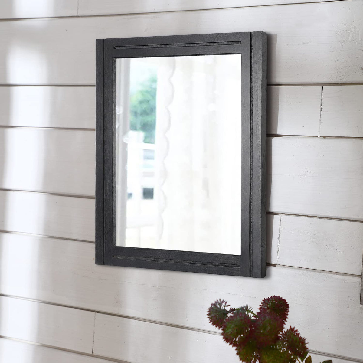 Black Mirrors for Wall Rectangle Wood Framed Large Hanging Mirror