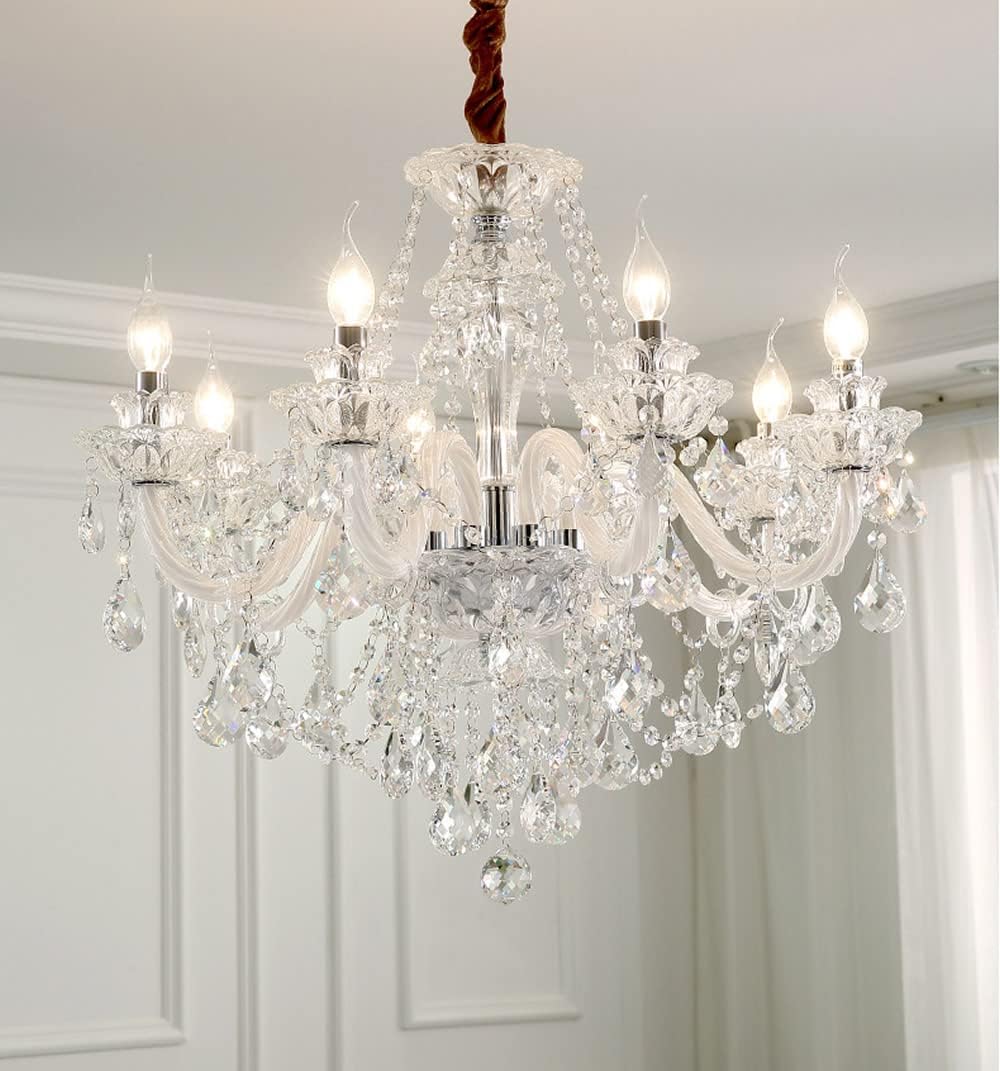 Modern Transparent K9 Crystal Chandelier with Luxe Layered Pendants