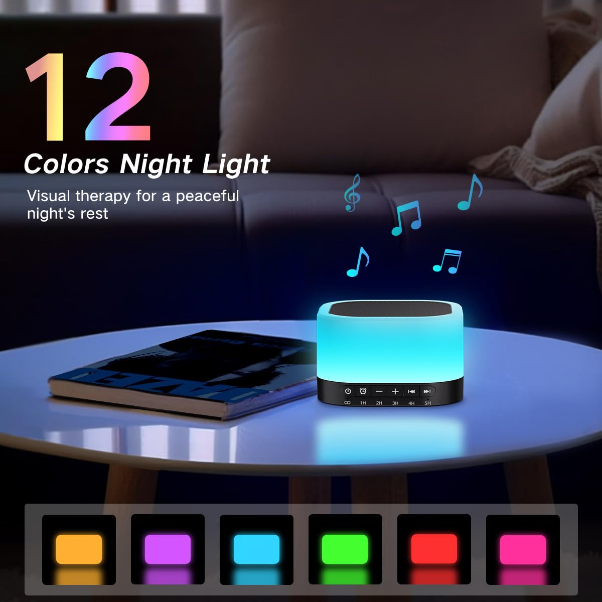 Sound Machine White Noise Machine with 25 Sounds, 12 Colors Light with 10 Adjustable Levels 32 Adjustable Volumes 5 Timers