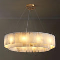 Inspired Alabaster Style 31.5" D Alabaster Morden Chandeliers for Dining Room 12 Lights Round Pendant Light Fixture Kitchen Island Entryway Living Room,Brass