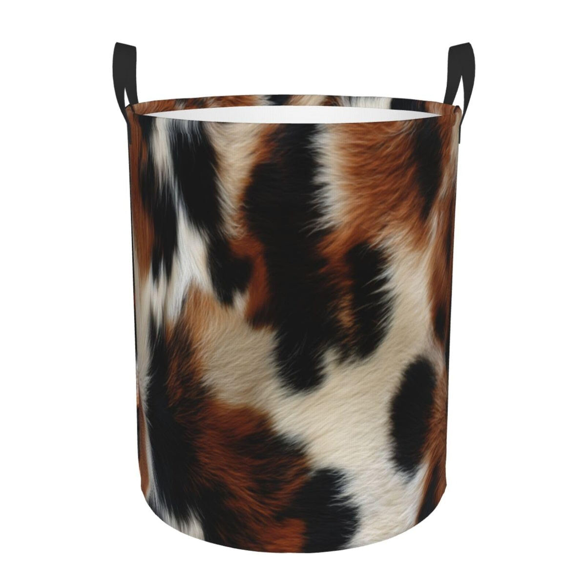 Brown Cowhide Laundry Basket Laundry Hamper With Handles Collapsible Laundry Baskets Storage Basket For Room Bathroom