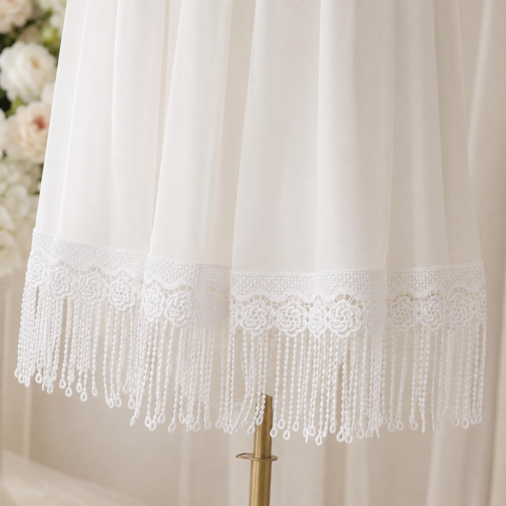 4.34 Inch White Lace Fringe Trim, Venice Lace Trim for Sewing