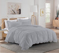 3 Pieces Ruffle Duvet Cover Set with Zipper Closure, 100% Egyptian Cotton 1000 Thread Count (Super King, Silver)
