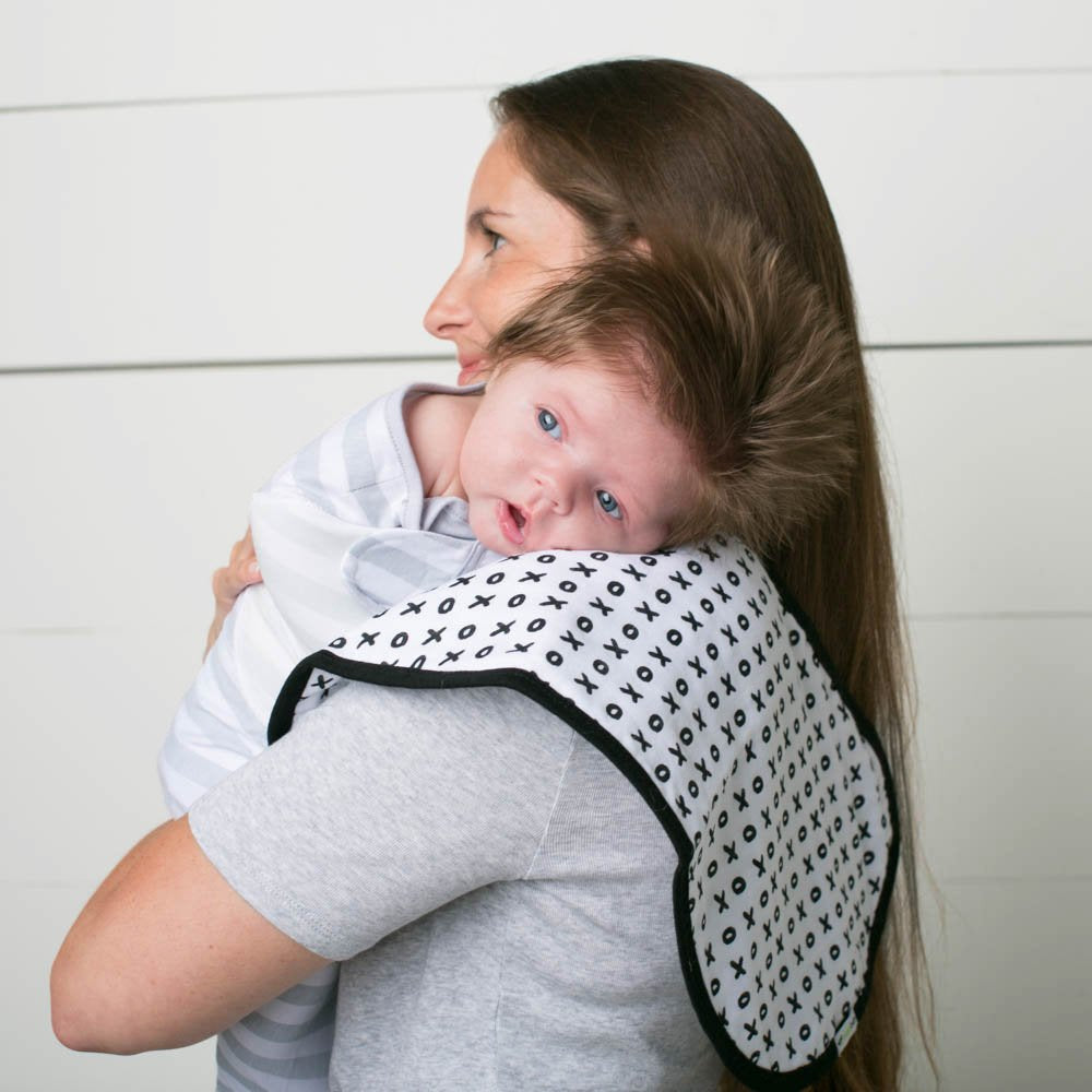 Muslin Burp Cloths, Burp Bib Set (3 Pack) Black + White