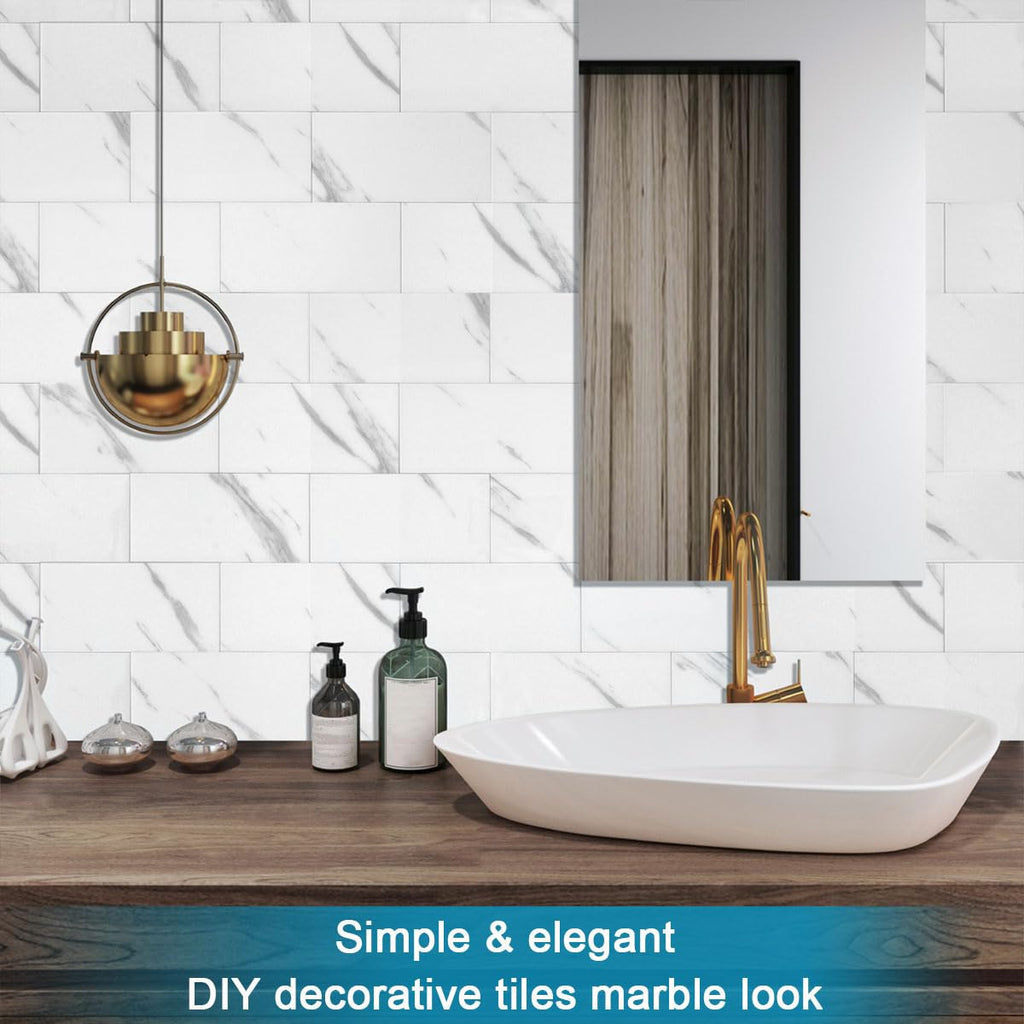 Peel and Stick Tile Backsplash Bathroom Fishbelly White 23pcs