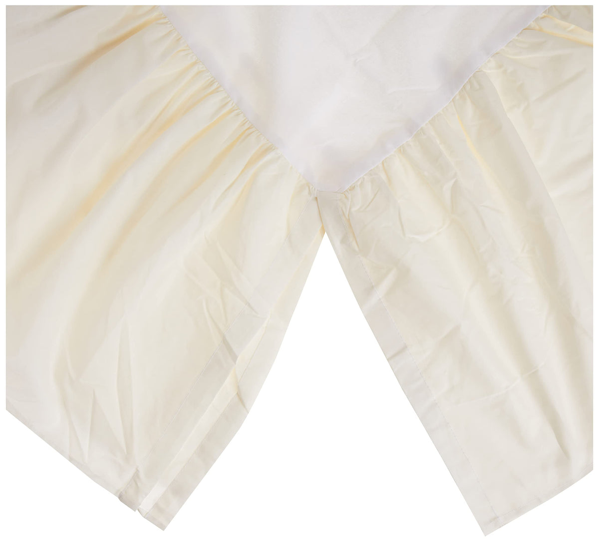 100% Natural Cotton Percale Ruffled Crib Skirt, Cream, 52"L x 28"W + 13.5"