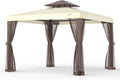 Patio Gazebo Tent Outdoor Canopy Shelter 10'x10' with Removable Netting,100 Square Feet of Shade and Lawns (Beige)